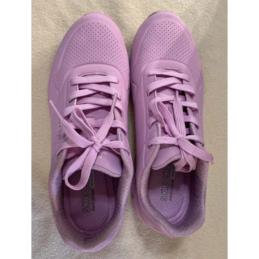Skechers Uno Lace-Up Sneakers - Frosty Kicks Light Lavendar Purple Pastel size 9